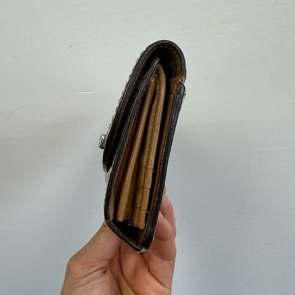 Rare Coach Cream Leather Park Python Embossed Wallet Turn Lock - Picture 3 of 9